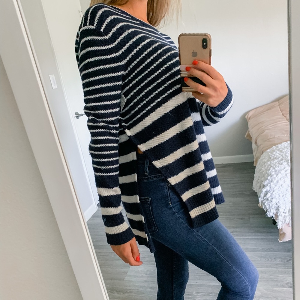 Athleta High Side Split Striped Nylon Wool